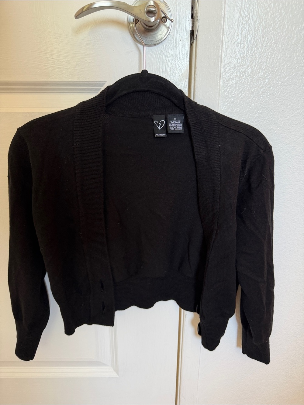 Windsor Black Cropped Open Front Cardigan